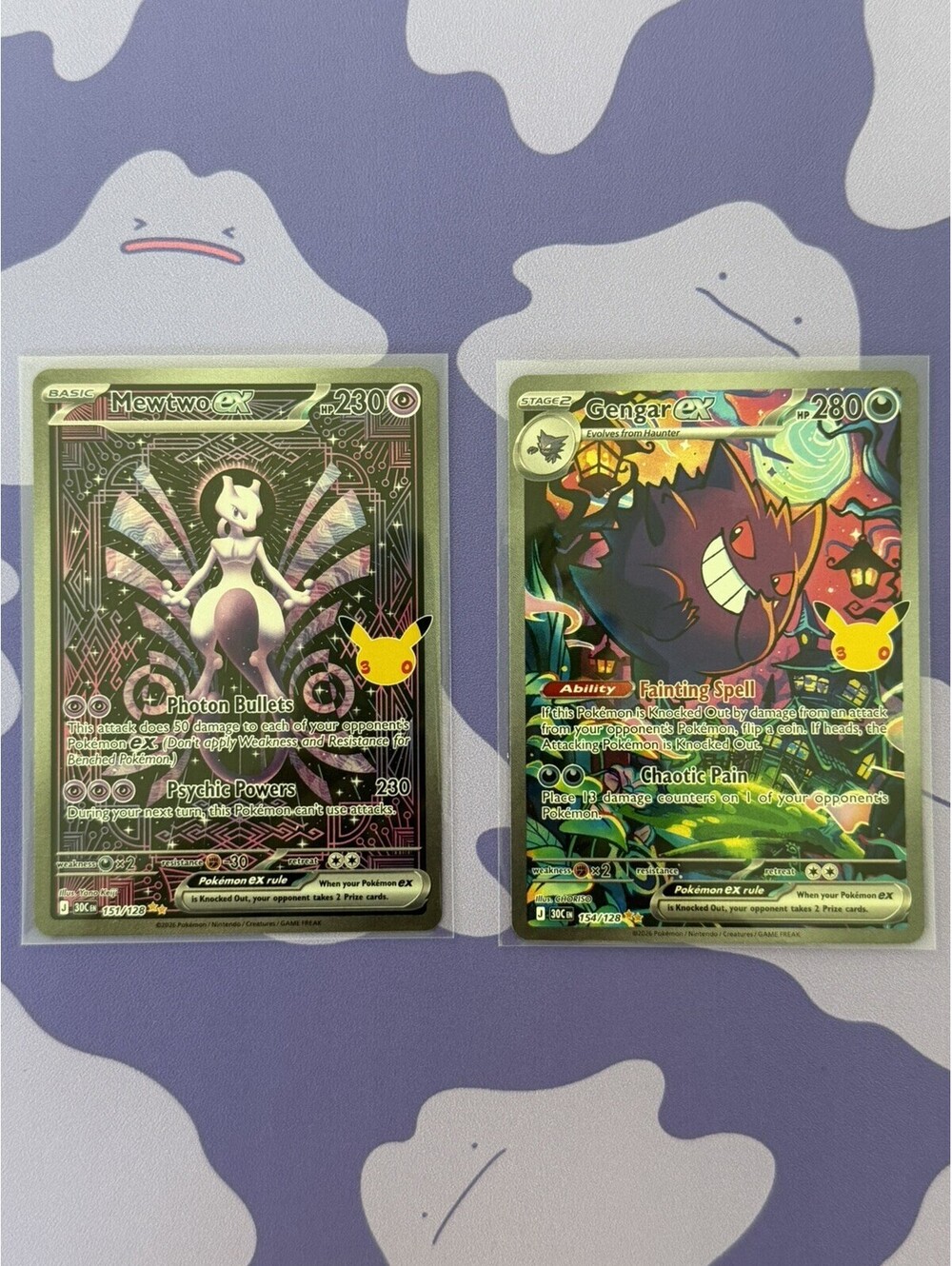 30th Anniversary Gengar Ex 154/128 and Mewtwo Ex 151/128 MINT